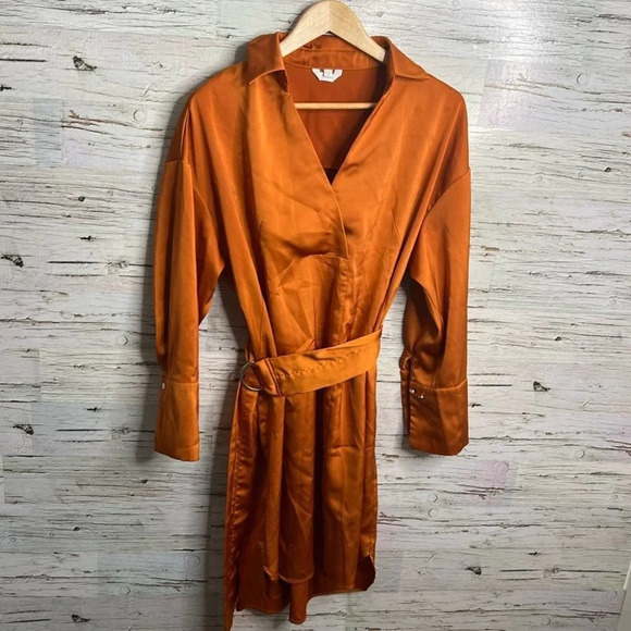 Sosken orange long sleeve dress  with belt Nordstrom size 1 small - Picture 1 of 12